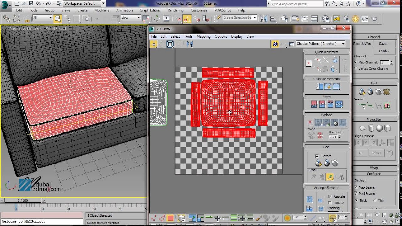 Unwrap UVW map for Sofa Model - 3ds Max Tutorials