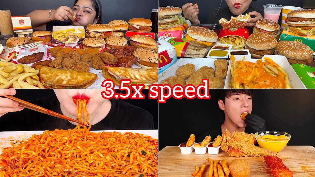 ASMR: Eating CHICKEN BURGER FRIED CHICKEN🤩🤩SPICY NOODLES mukbang 