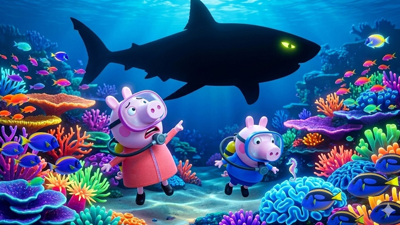 Peppa and George Face a Giant Shark in a Deadly Ocean Adventure 🦈💦 | Peppa Pig Funny Animation