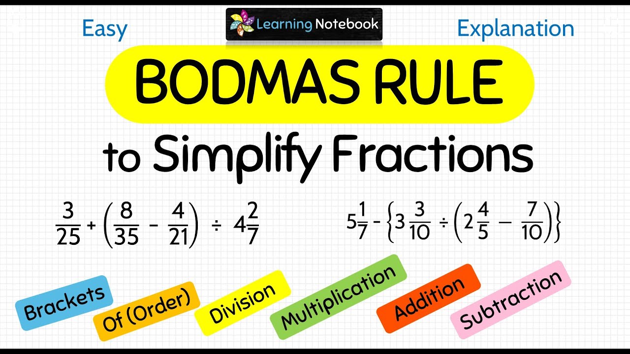 BODMAS rule to simplify fractions
