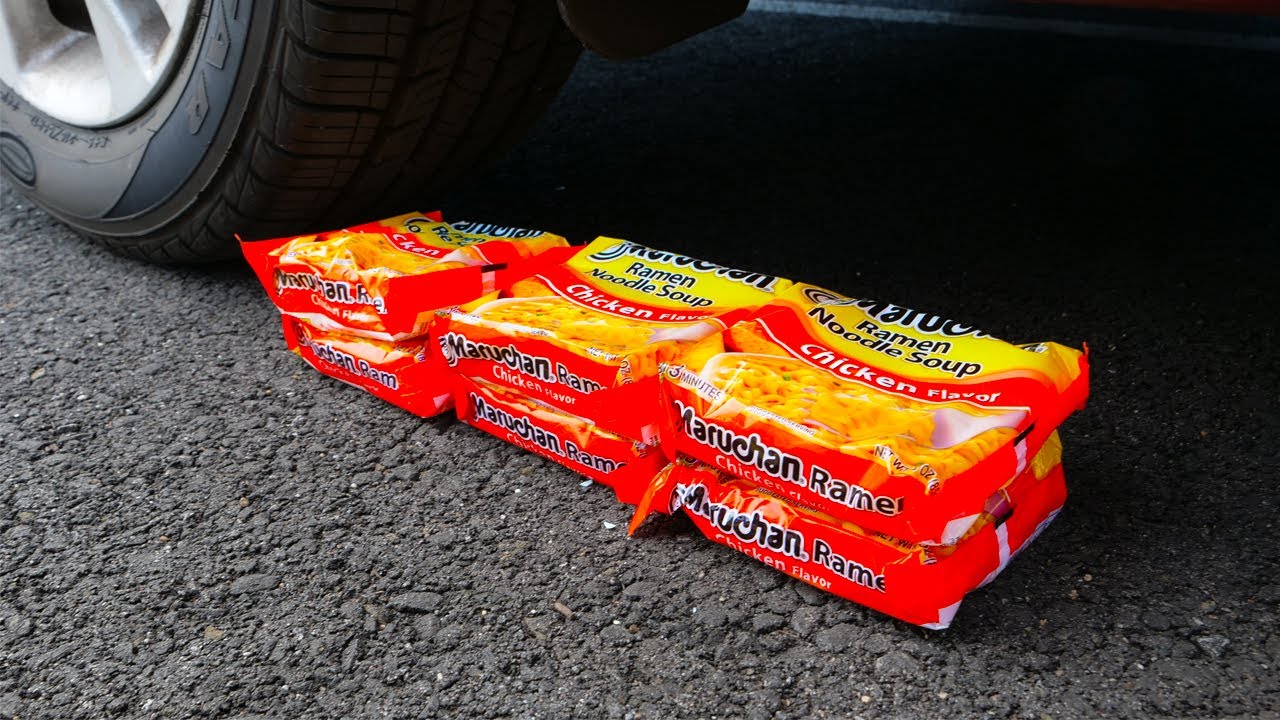 Crushing Crunchy & Soft Things by Car! - EXPERIMENT Ramen Noodles vs Car