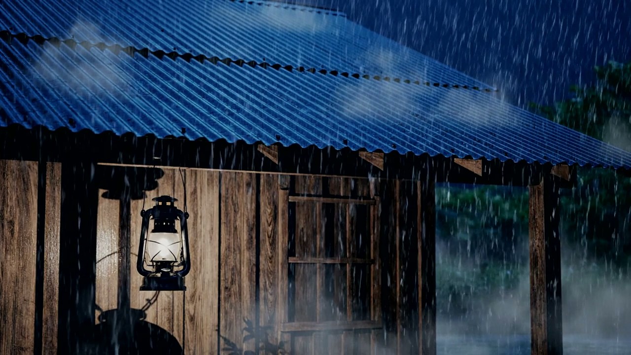No Ads Rain Sounds for Sleeping - ASMR Continuous Rain on Tin Roof for Emotional Healing
