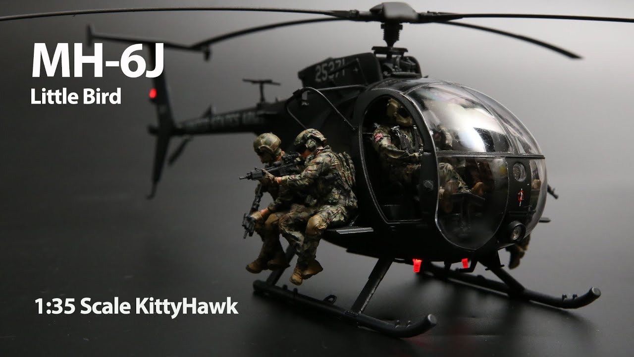 Kitty Hawk MH-6J Little Bird 1/35 scale Full Build Video l Helicopter with rotating rotors
