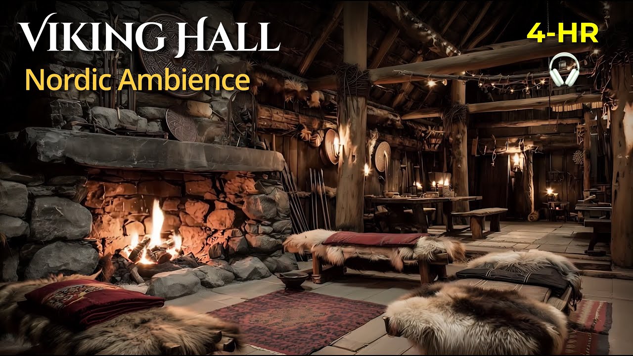 Viking Hall &ndash; Nordic Ambience | 4-Hour Fireplace & Atmospheric Folk Music