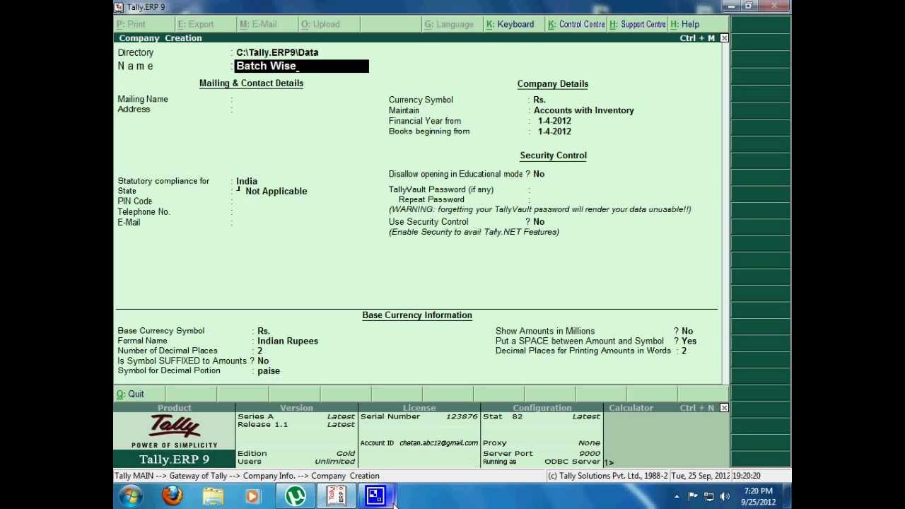 tally 9 erp batch wise details