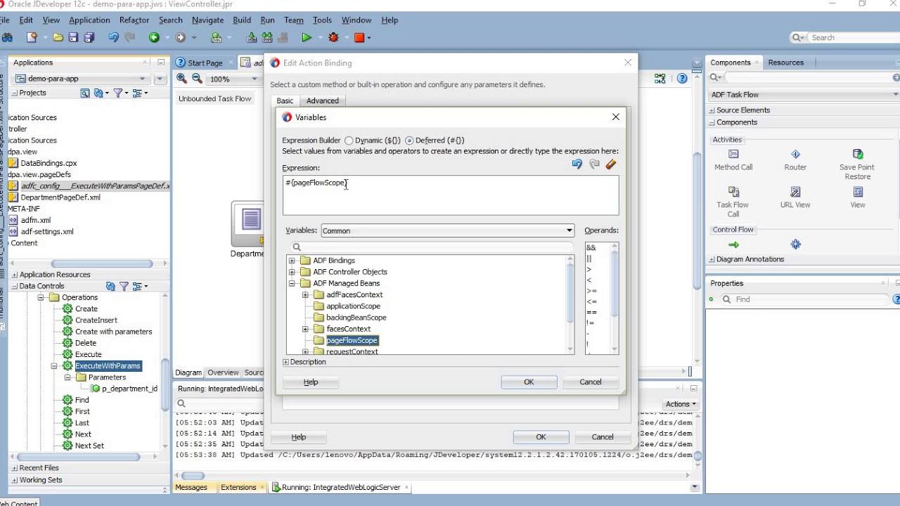Oracle ADF : Passing Parameter Value between Pages / ADF Unbounded Task Flow