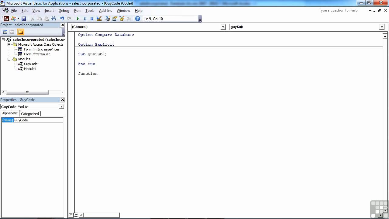VBA for Access Tutorial Video | Creating a Procedure | InfiniteSkills Training Video
