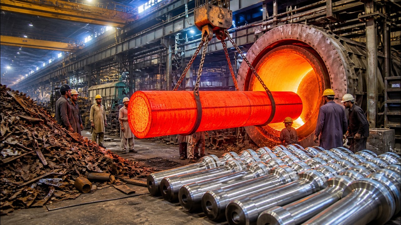 Amazing Giant Tractor Roller Shaft Manufacturing Process l Extreme Forging Factory Skills