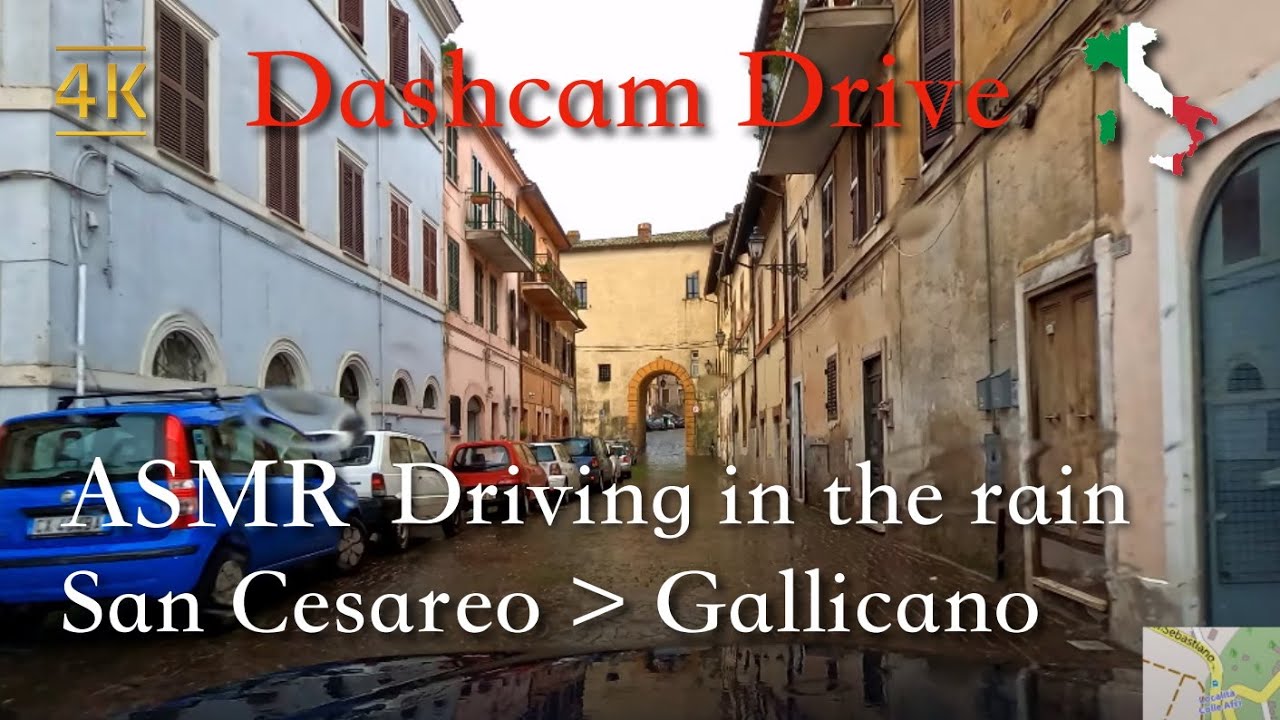 ASMR Driving in the rain, Italy [San Cesareo ⩾ Gallicano] January 2021 | 10:00 | ☔
