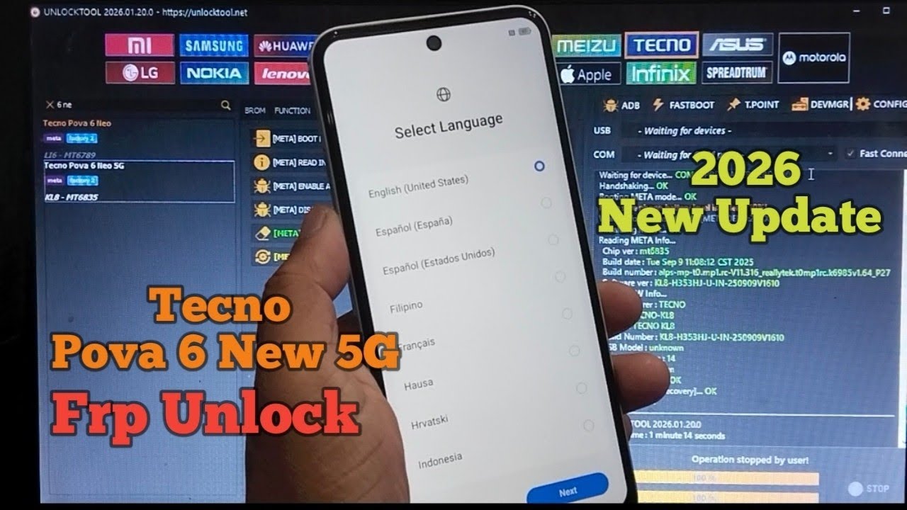 Tecno Pova 6 New 5G (KL8) Frp Bypass Unlock Tool 100% Done ! Tecno Pova 6 New 5G Google Account.
