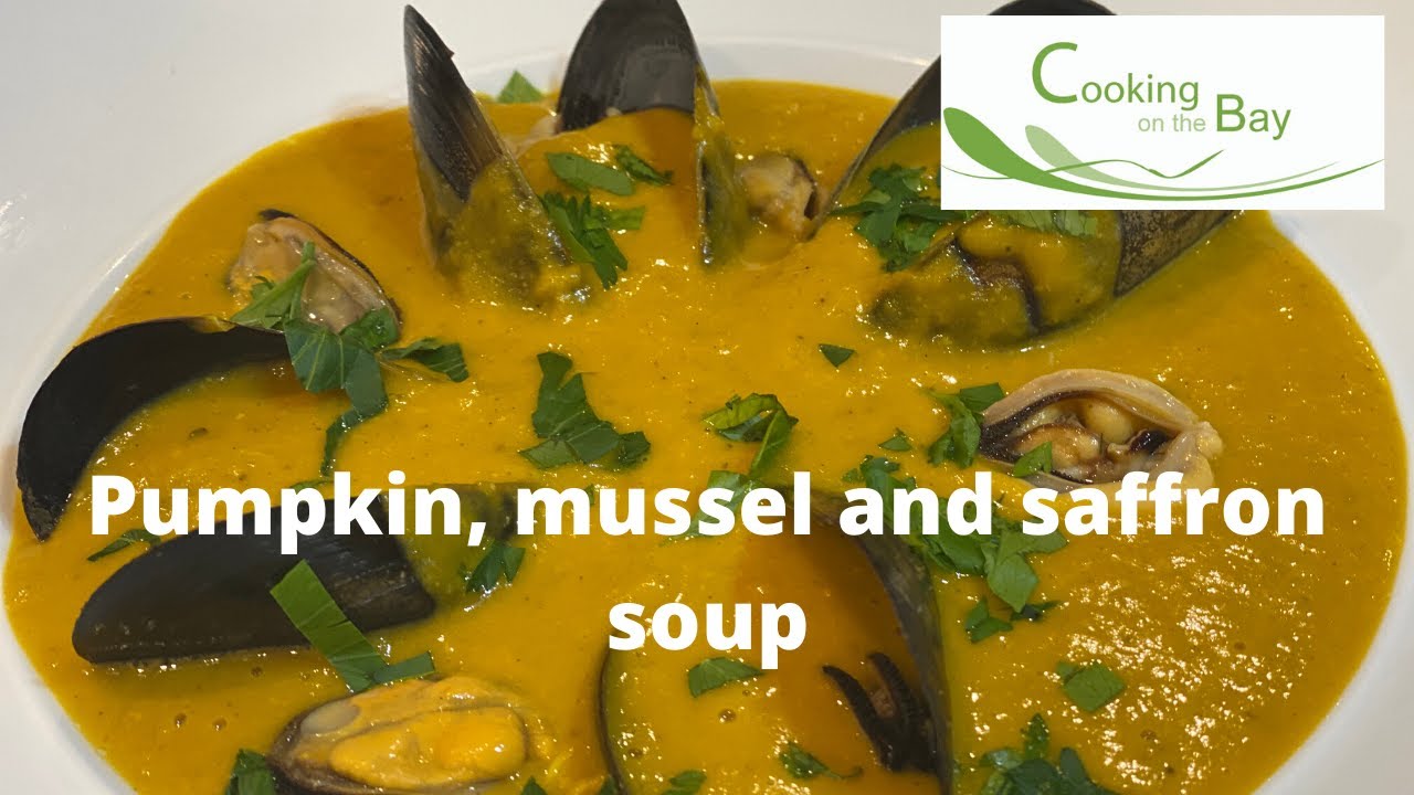 Pumpkin, mussel and saffron soup