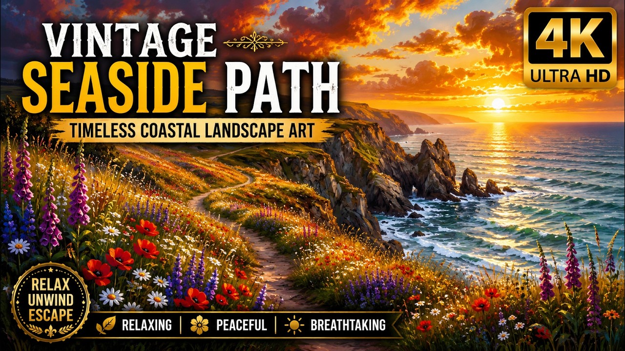 Vintage Seaside Path 🌅 Timeless Coastal Landscape Art 4K