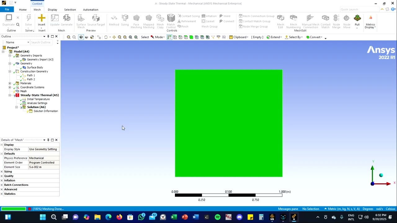 Steady state conduction through a square plate