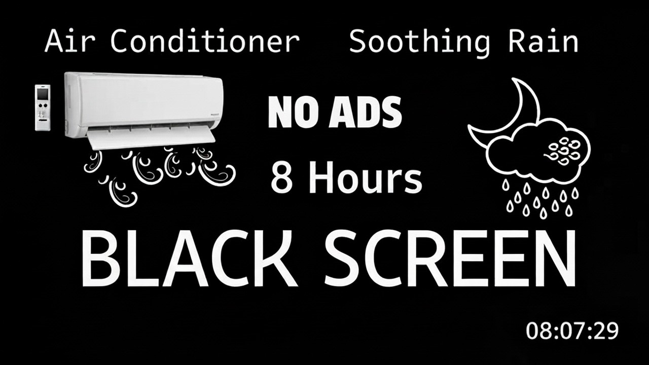 [NO ADS] FALL ASLEEP FAST TONIGHT 😴 CALMING Air Conditioner Noise & Rain Sounds for Deep Sleep