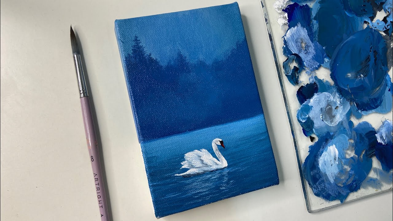 How to paint swan/ acrylic painting tutorial/ acrylic painting for beginners tutorial