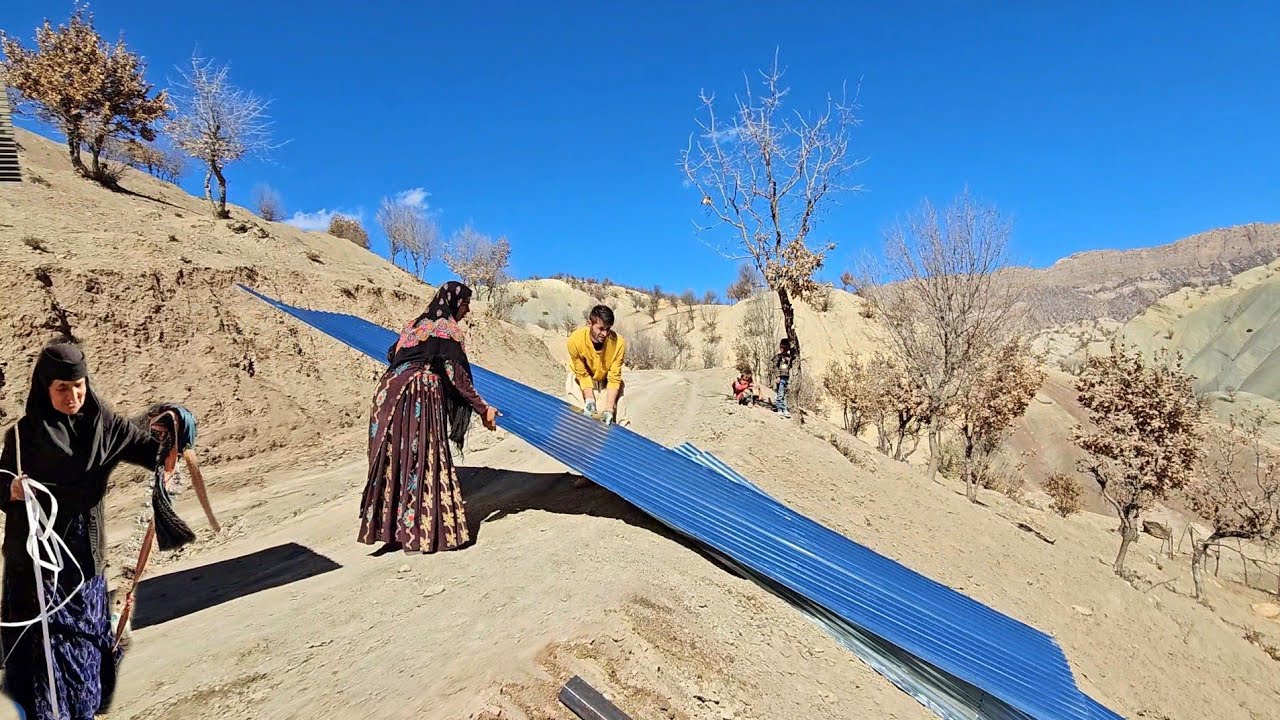 Building a rural kitchen🧱🏠  Babak bought iron sheets and the kitchen will be built soon #family