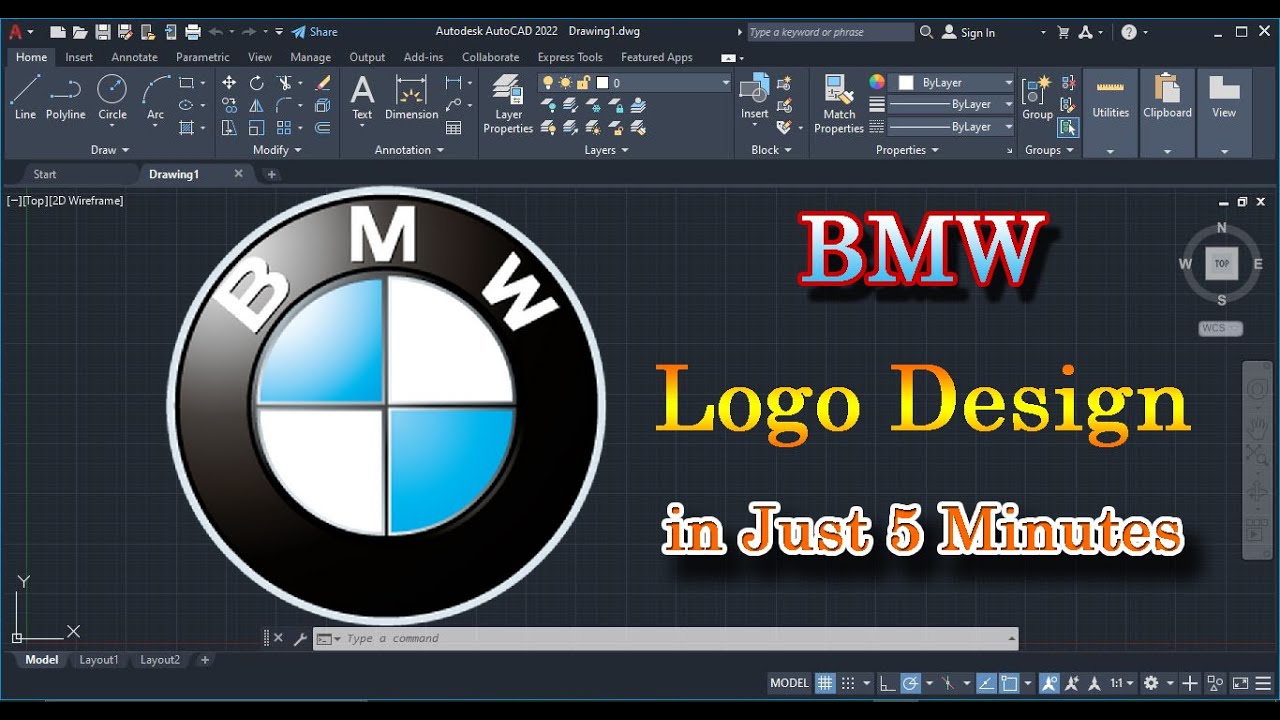 How to design BMW logo in autocad in hindi