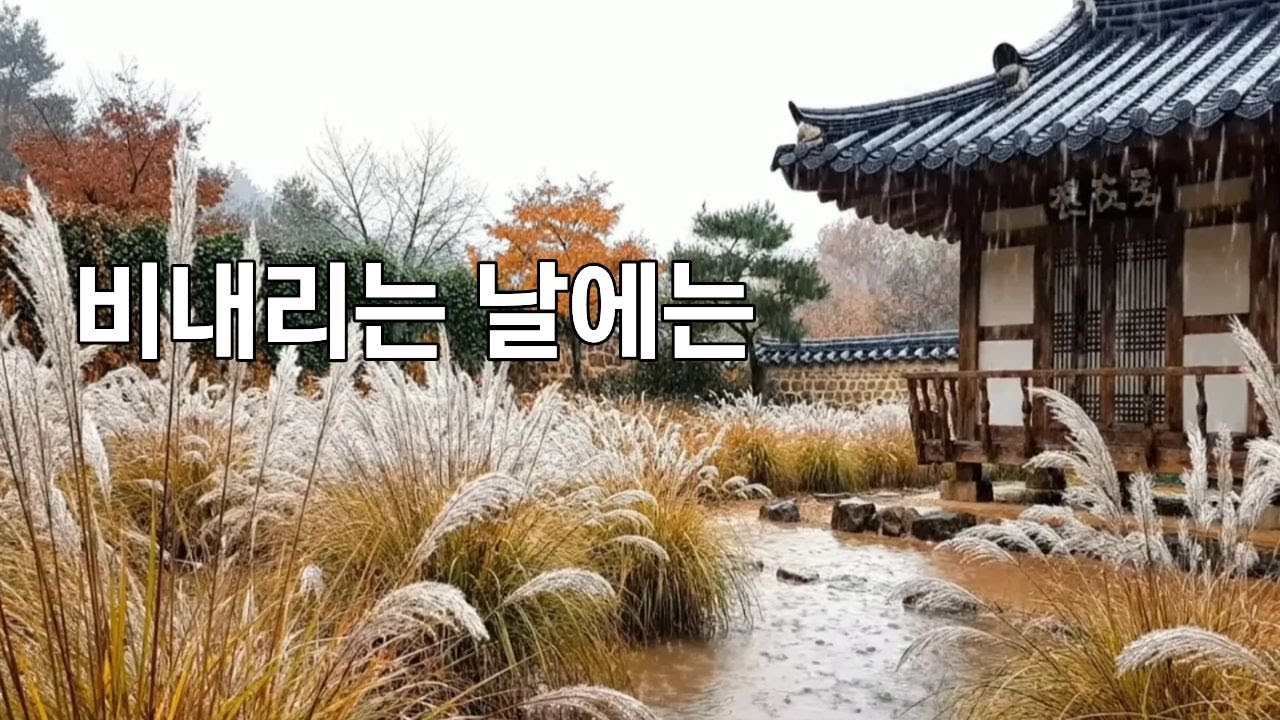 한옥 품은 억새밭 / Hanok Embracing the Silver Grass / 한옥,빗소리, ASMR,  rain sound, relaxing rain,10분후 화면꺼짐
