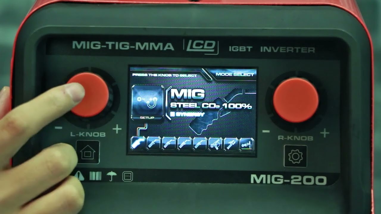 Multiprocess Synergic MIG Welding Machine, MIG-TIG-STICK Welder, 200amps with LCD Display