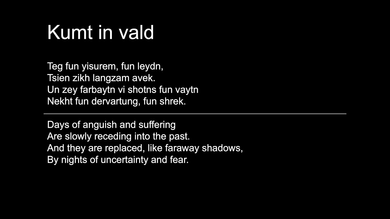 Kumt in vald (Text by Moshe Gildenman)