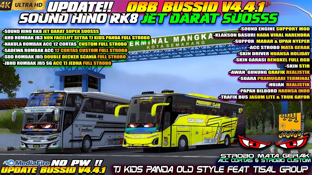 UPDATE !! OBB BUSSID V4.4.1 TERBARU SOUND HINO RK8 JET DARAT SUOSSS GRAFIK ETS2 SUPER HD 4K