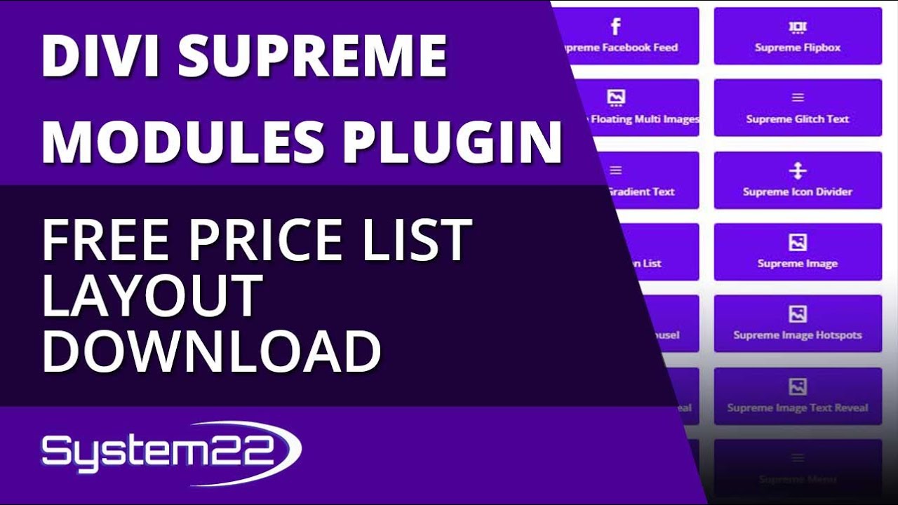 Divi Supreme Modules Free Price List Layout Download 👍