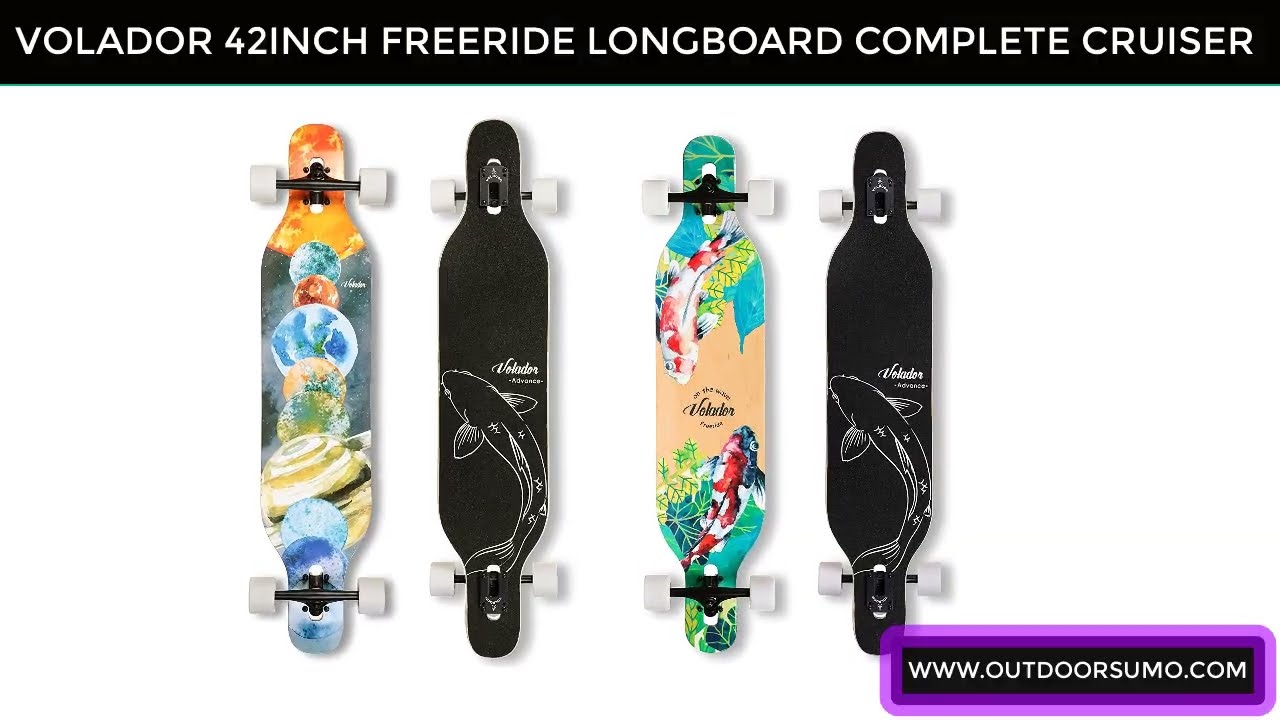 VOLADOR 42inch Freeride Longboard Complete Cruiser Drop Through Deck Camber concave Review By IOL
