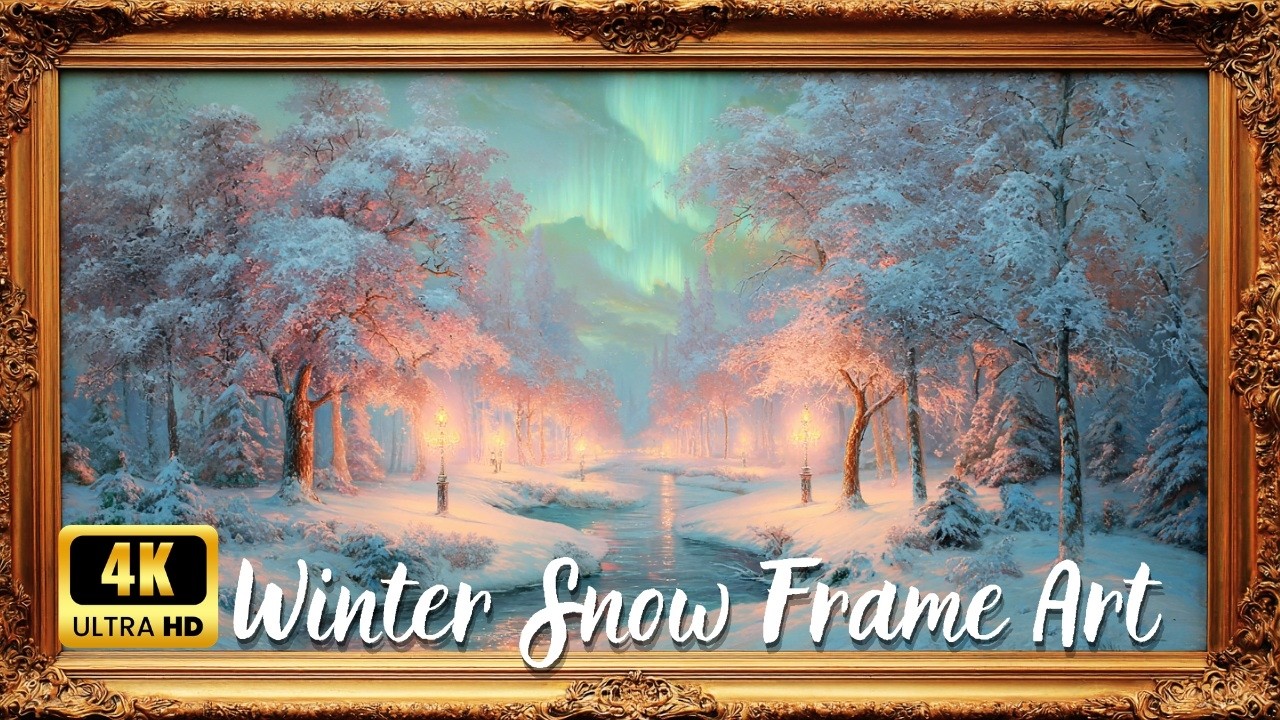 4K Winter Snow Scene – Frame TV Art | Cozy Home Decor Ambience Video
