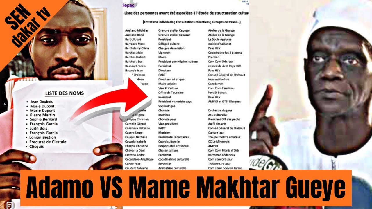 Adamo devoile la liste😱😱 willipande Pape Cheikh Diallo; et Mame makhtar Gueye diamra et ac…