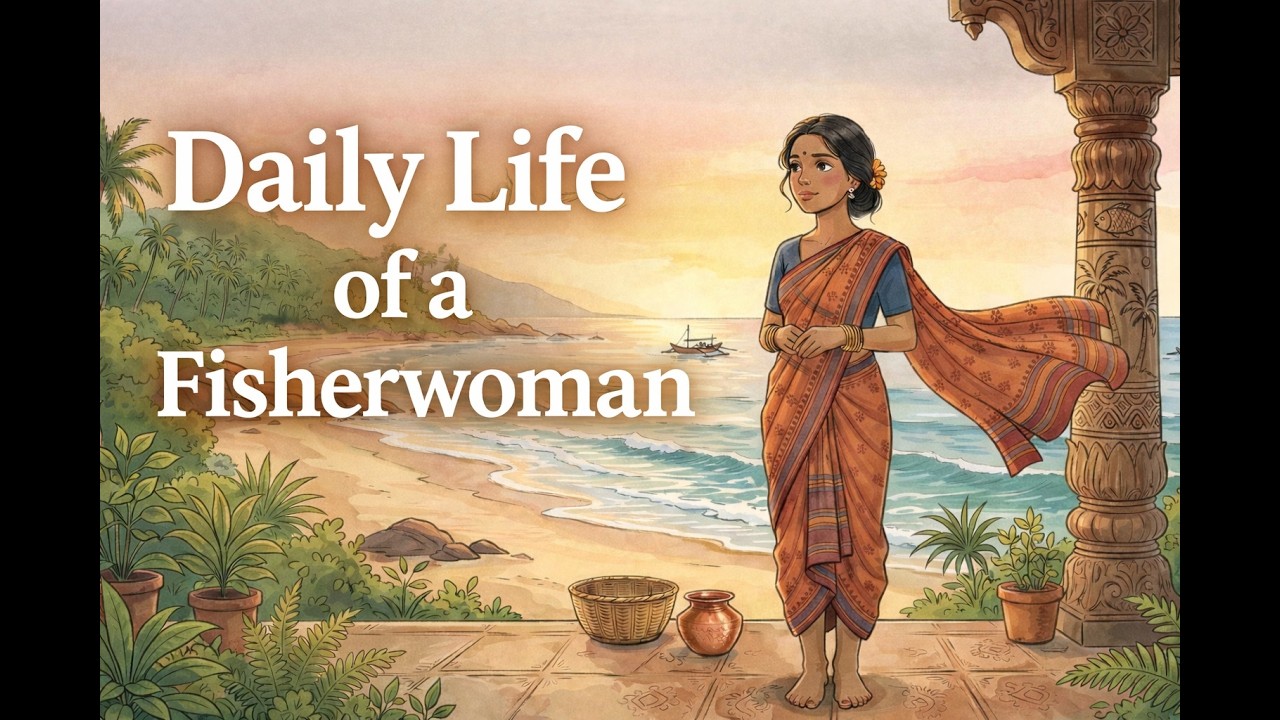 Fisherwoman Daily Routine 🐟| #ghibli #villagelife #nostalgia #calmingvideo #asmr #indianfamily