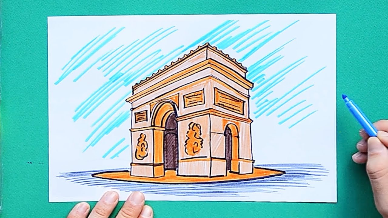 How to draw Arc de Triomphe, Paris, France