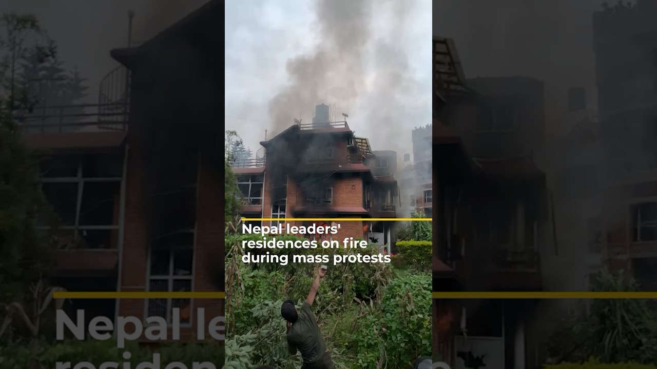 Nepal leaders' homes vandalised and in flames during mass protests | AJ #shorts