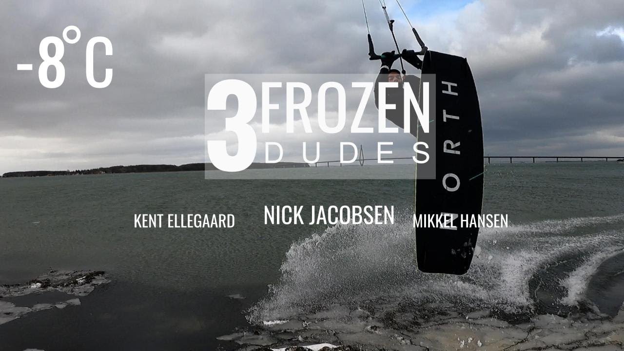 Three dudes Having fun in -8 degrees / Close to 40 knots! #kitesurfing