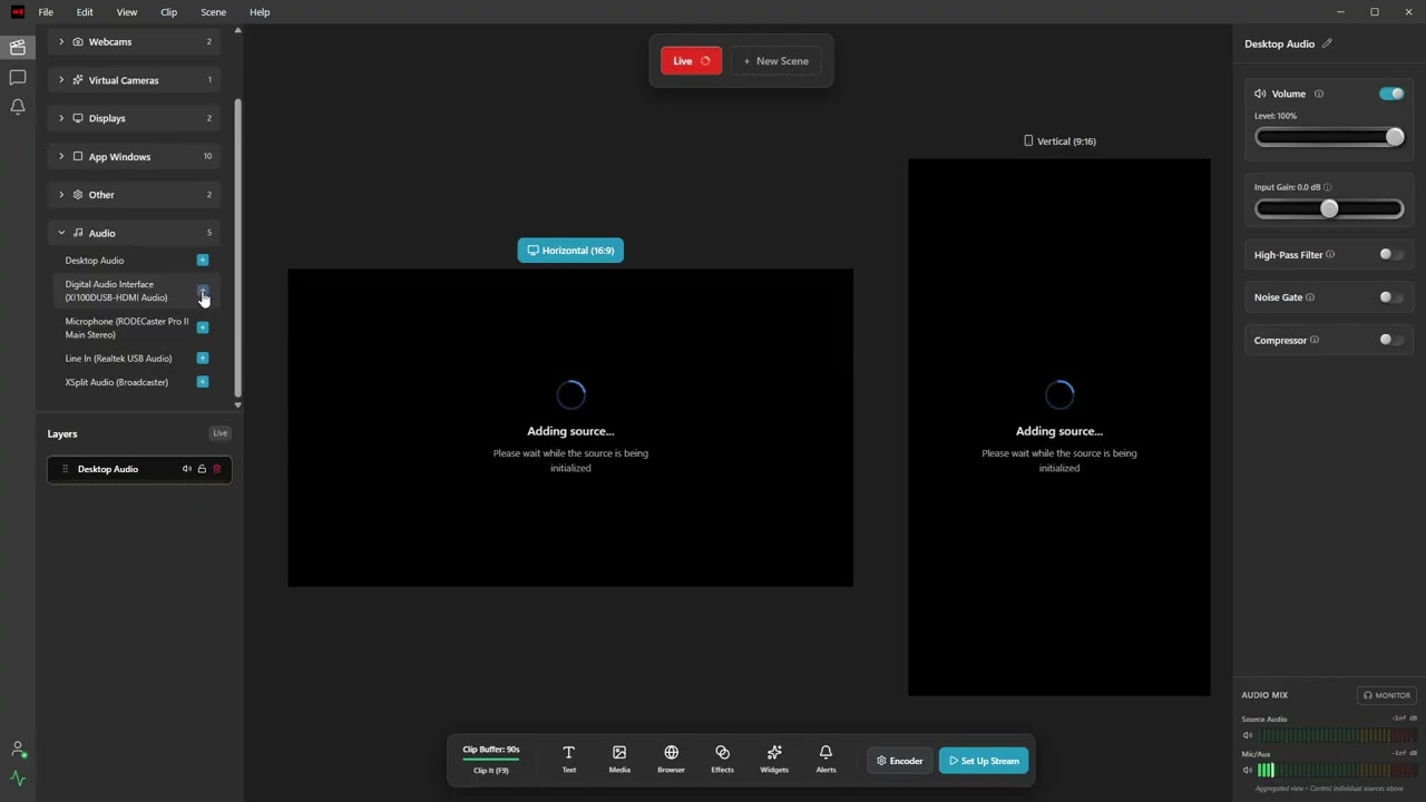 How to add an audio source to DualStream