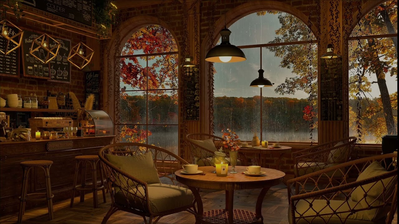 Autumn Rainy Day Cozy Coffee Shop ☕ Smooth Jazz Music to Relax/Study/Work