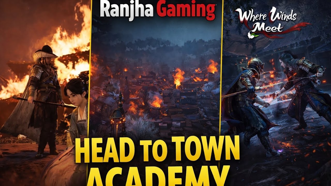 🔥 HEAD TO TOWN ACADEMY | WHERE WINDS MEET GAMEPLAY | RANJHA GAMING 🔥