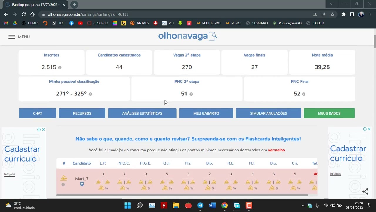 CORTE OLHO NA VAGA: AGENTE DE CRIMINALISTICA