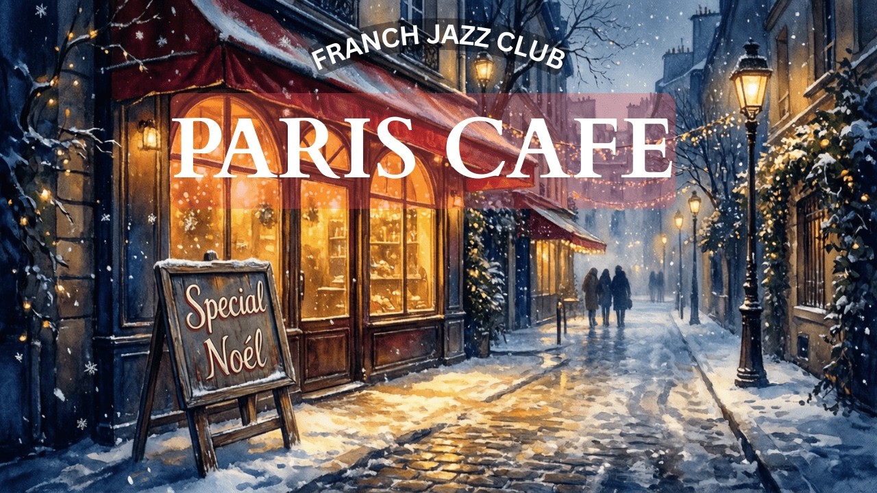 Step Into a Dreamy Paris Café ☕ Snowy Night Jazz Experience