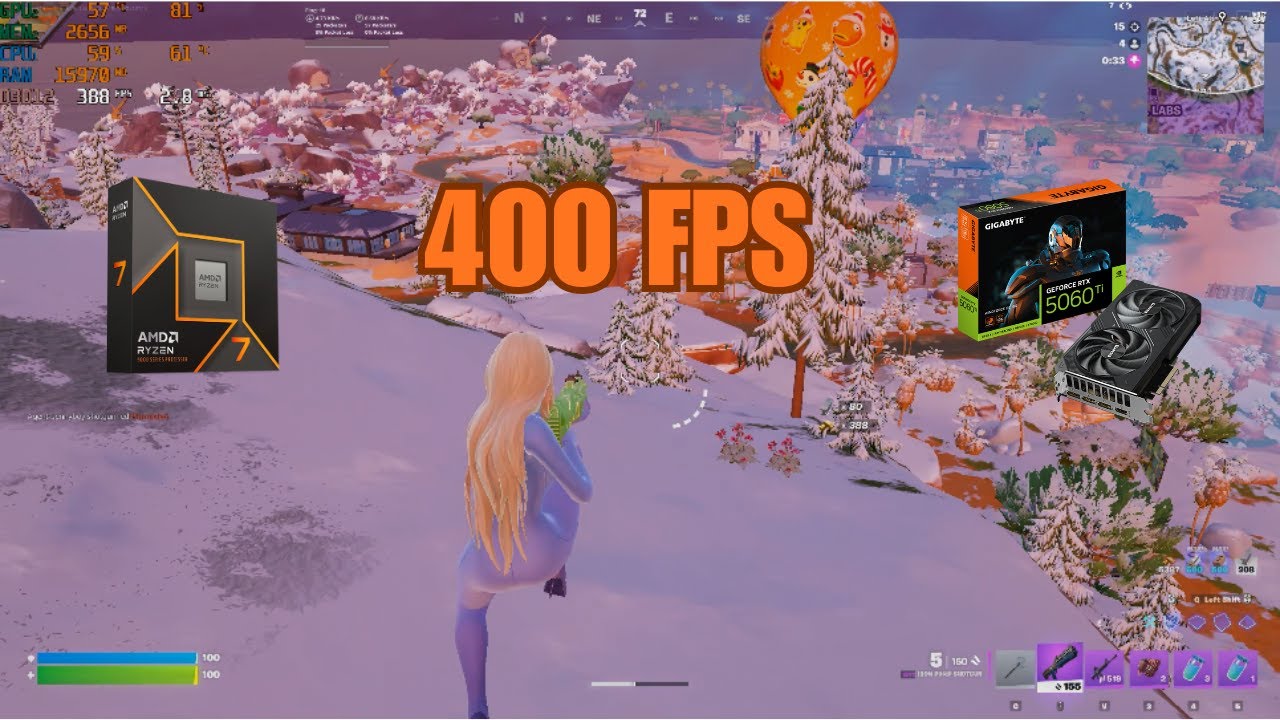 Fortnite Chapter 7 Season 1 Winterfest Benchmark | Ryzen 7 9700X + RTX 5060 Ti | 1440p Competitive