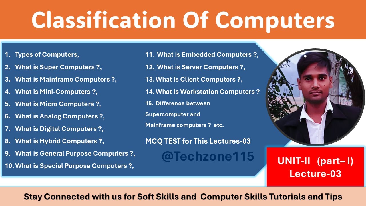 Basic Computer By sonu Sir lecture 03  Unit-II  Part-01 Clssification of Computers  #techzone115