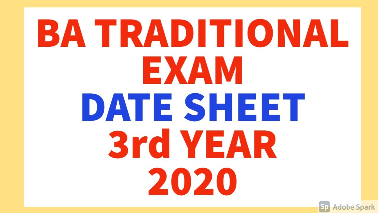 BA date sheet traditional exam 2020