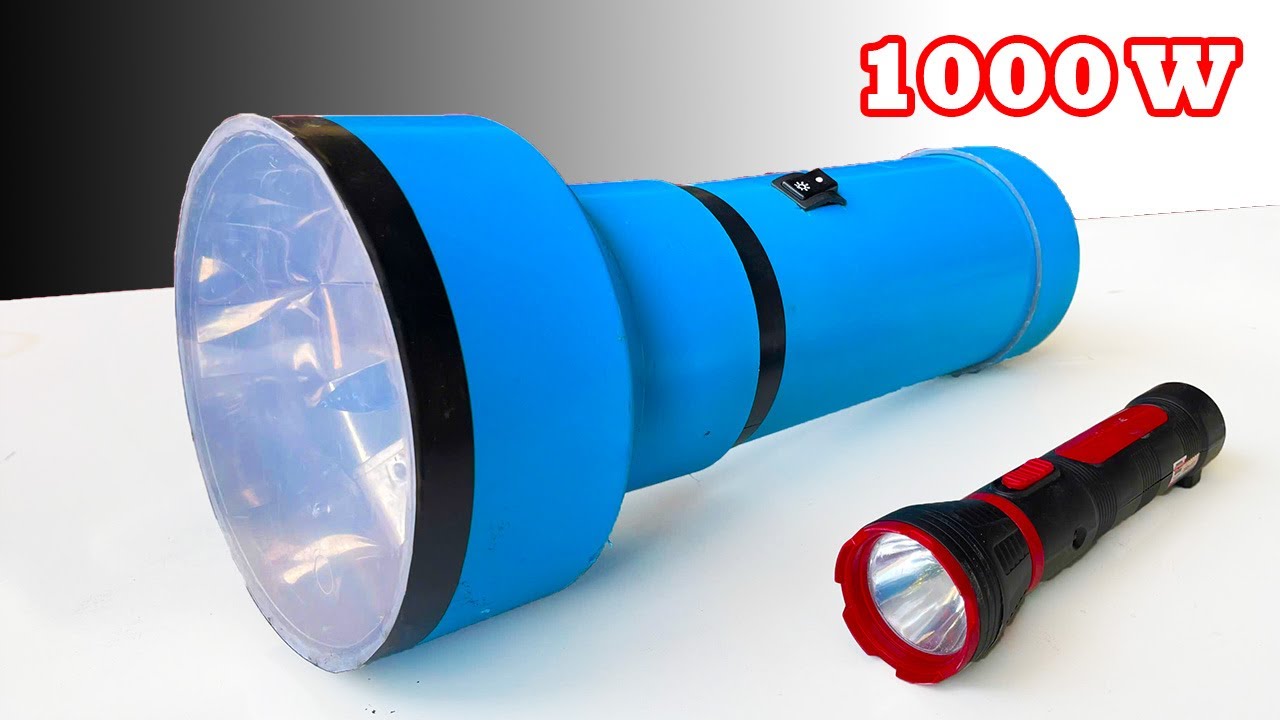 How to Make a Super Bright 12v 1000w Flashlight Using Old Batteries and PVC PPR Pipe