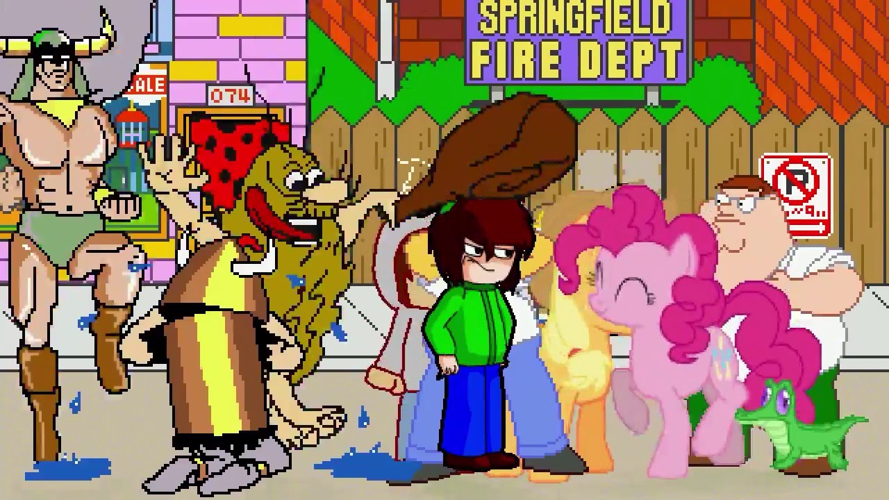AN Mugen Request #496: C. Caveman, O. Elmer, Daniel & Crow VS Pinkie Pie, Peter, Homer & Applejack