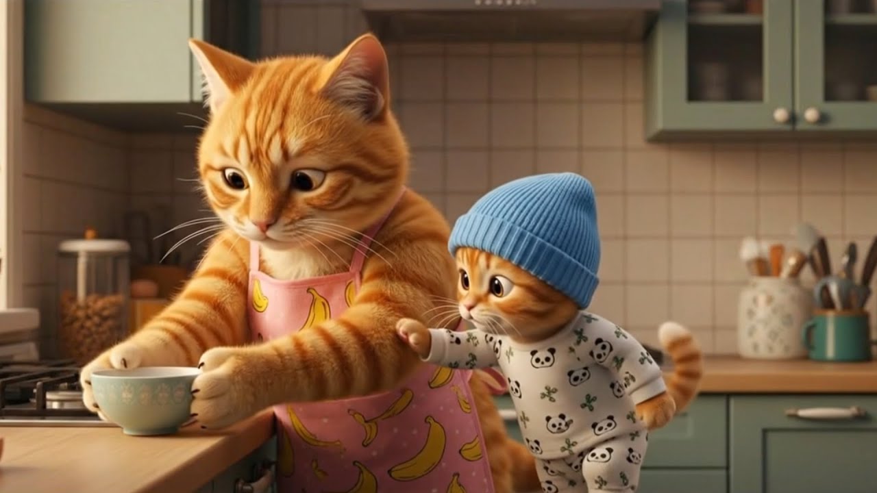Mama Cat Trims Fur on the Farm and Makes Tiger Hat For Cute Kitten At Home🐾🎩🐯