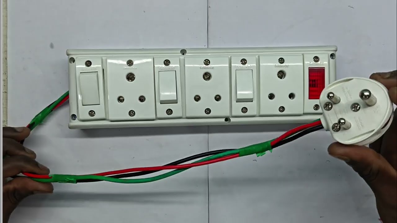 पावर बोर्ड का कनेक्शन कैसे करे ! 3 Switch 3 Socket 1 indicator Connection in hindi !