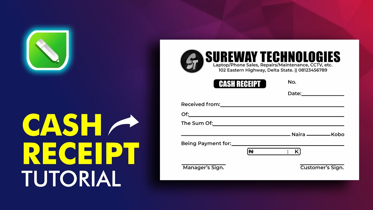 CASH RECEIPT TUTORIAL || One Color Design!