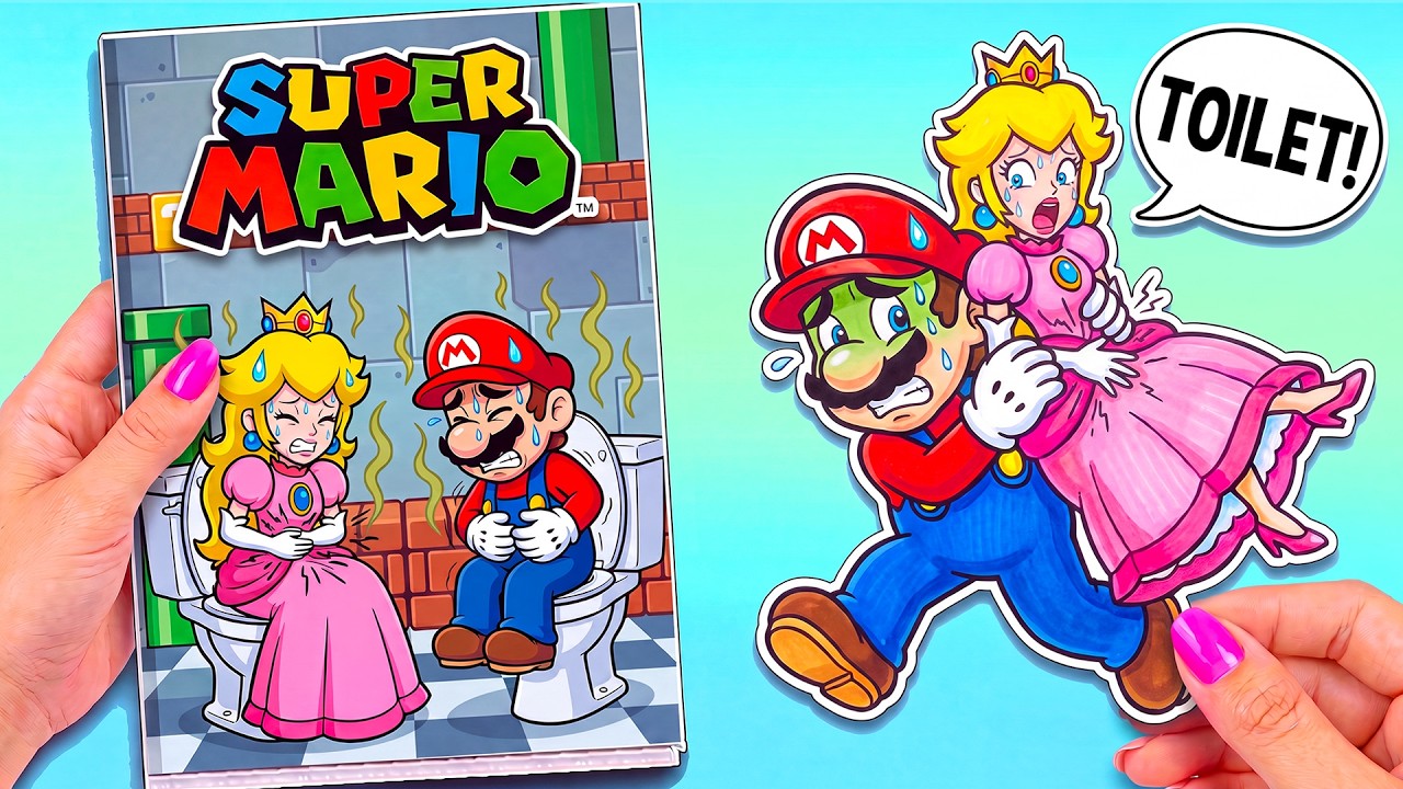 💖Paper Mario DIY💖Rescue PEACH PRINCESS in the Toilet Zone 🚽 | Game Book 슈퍼마리오 갤럭시 피치공주 게임북