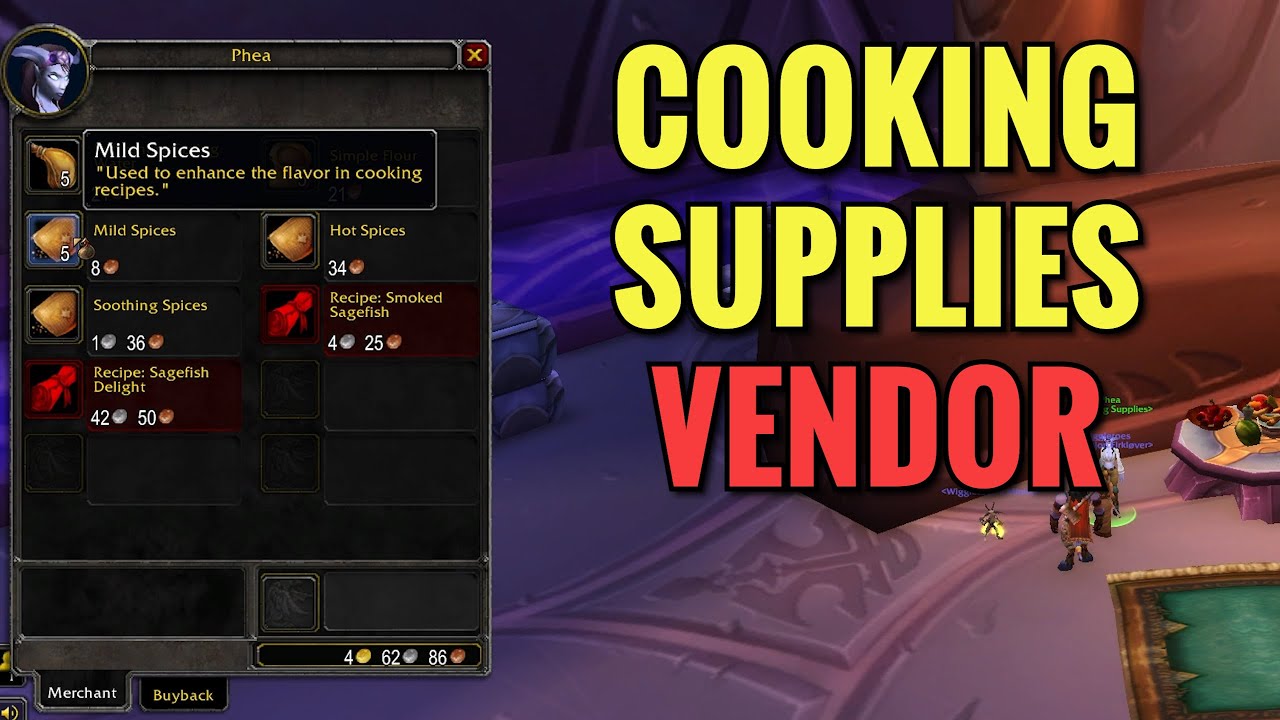 Exodar Cooking Supplies Vendor Location (WoW TBC)