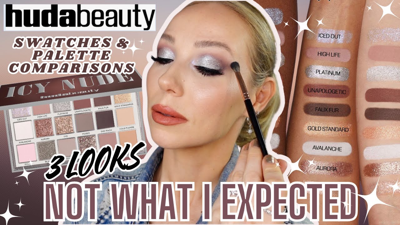 NEW HUDA BEAUTY ICY NUDE PALETTE 3 LOOKS, SWATCHES, COMPARISONS & First Impressions