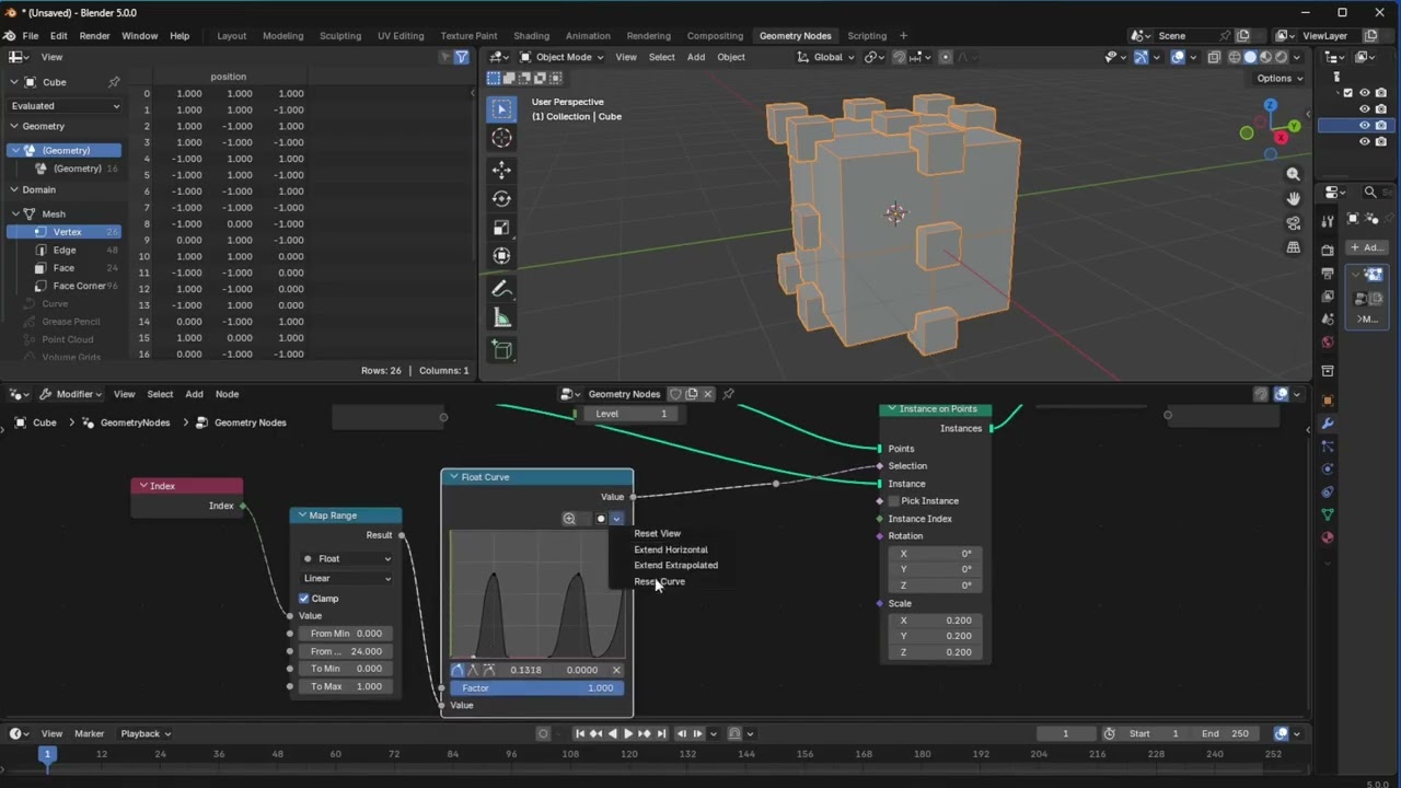 Many different methods for selection in Geometry Nodes